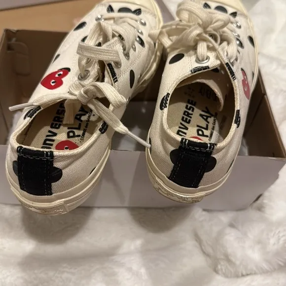 Kids Polka Dot Sneakers - Cream and Black Converse COMME Des Garçons