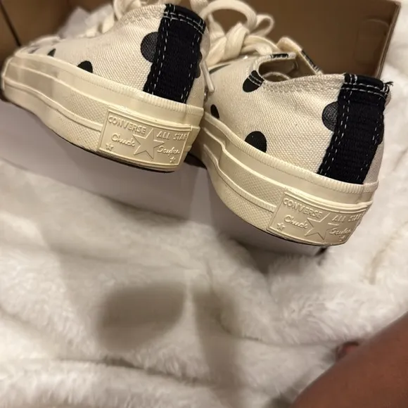 Kids Polka Dot Sneakers - Cream and Black Converse COMME Des Garçons