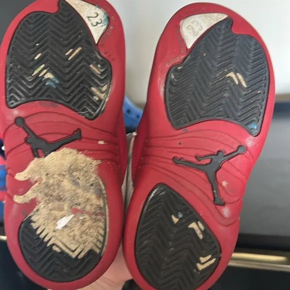 Kids Red and White Leather Jordan Sneakers - 9