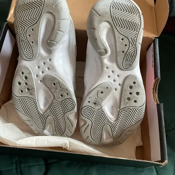 Kids White and Orange Jordan Sneakers