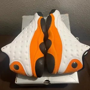 Kids White and Orange Sneakers Air Jordan Retro 13 Starfish Preowned