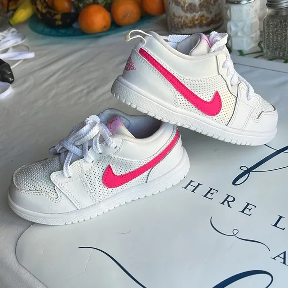 Kids White and Pink Sneakers