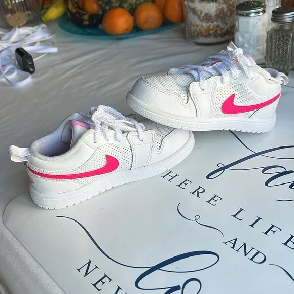 Kids White and Pink Sneakers