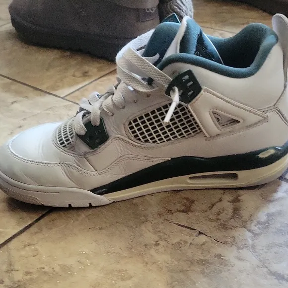 Kids White and Teal Sneakers