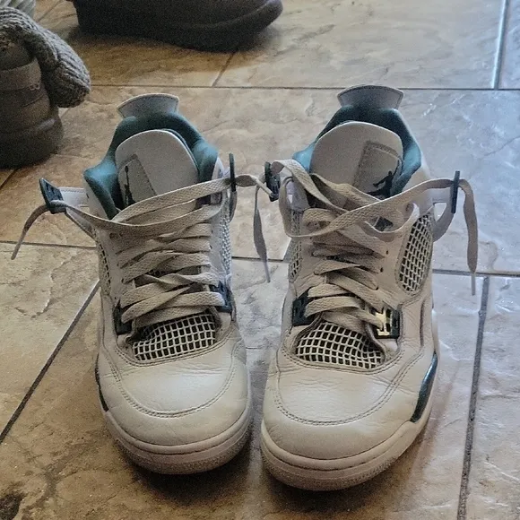 Kids White and Teal Sneakers