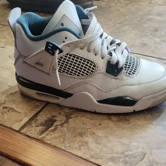 Kids White and Teal Sneakers
