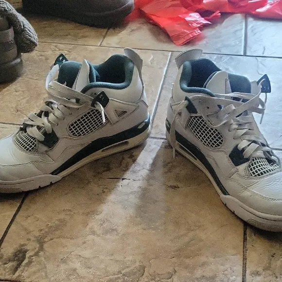 Kids White and Teal Sneakers