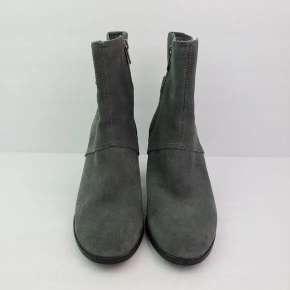 Koolaburra By Ugg Samiah Womens Size 7 Grey Suede Stacked Heel Booties Boots