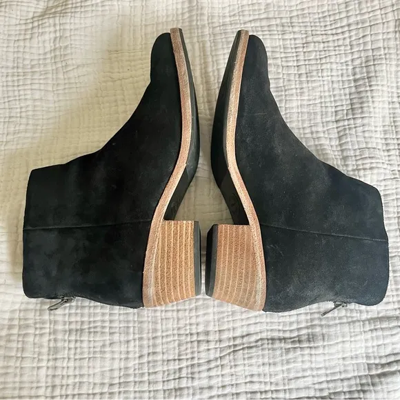 KORK-EASE | Kecia Black Suede Ankle Boots Stacked Block Heel Booties