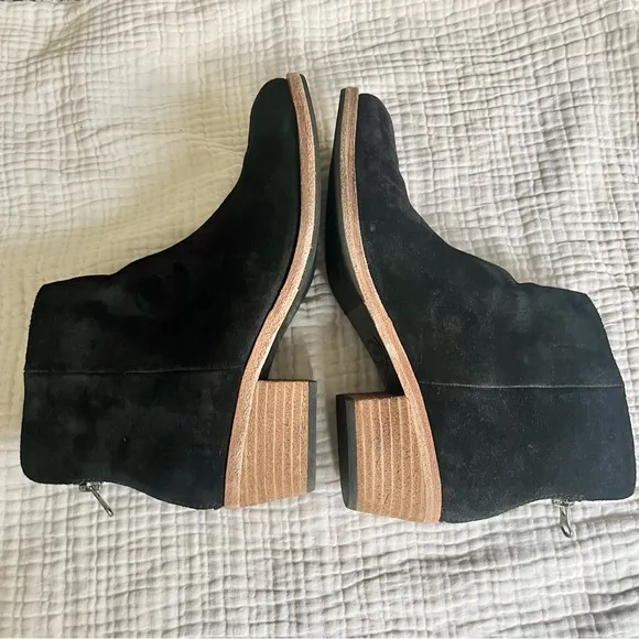 KORK-EASE | Kecia Black Suede Ankle Boots Stacked Block Heel Booties