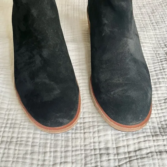 KORK-EASE | Kecia Black Suede Ankle Boots Stacked Block Heel Booties