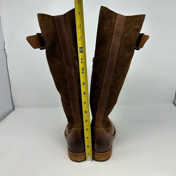 Kork-Ease Women's Brown Leather Tall Riding Boots Size 6 Knee High with Buckle