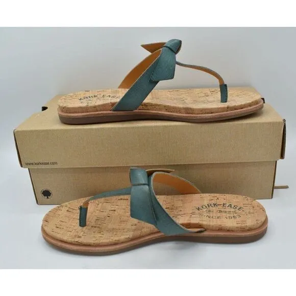 Kork-Ease Womens Size 8 Blake T-Strap Turquoise Leather Thong Sandals Shoes