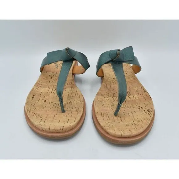 Kork-Ease Womens Size 8 Blake T-Strap Turquoise Leather Thong Sandals Shoes