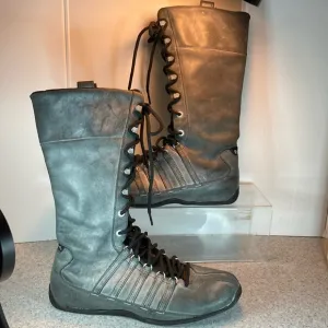 K.swiss grey mid calf bike boots with lace up shaft. Size 7 men’s. Leather