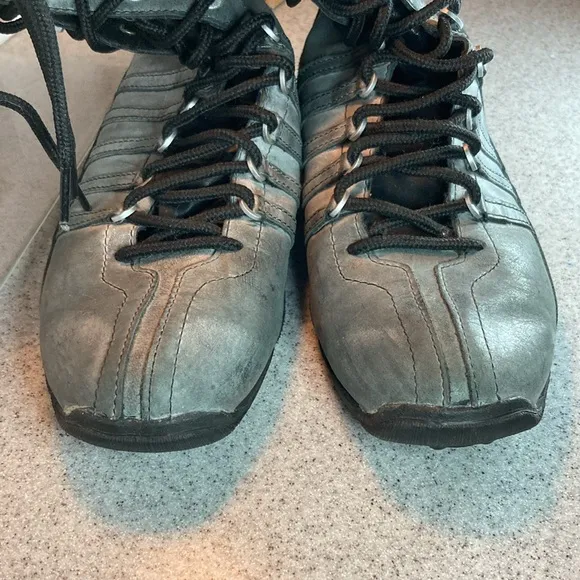 K.swiss grey mid calf bike boots with lace up shaft. Size 7 men’s. Leather