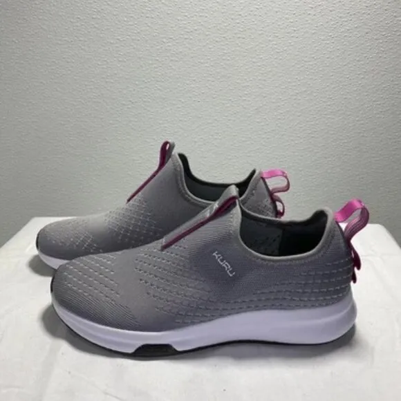 Kuru Atom Slip On Grey Pink Mesh Comfort Womens Size 9 Sneaker