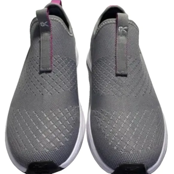 Kuru Atom Slip On Grey Pink Mesh Comfort Womens Size 9 Sneaker