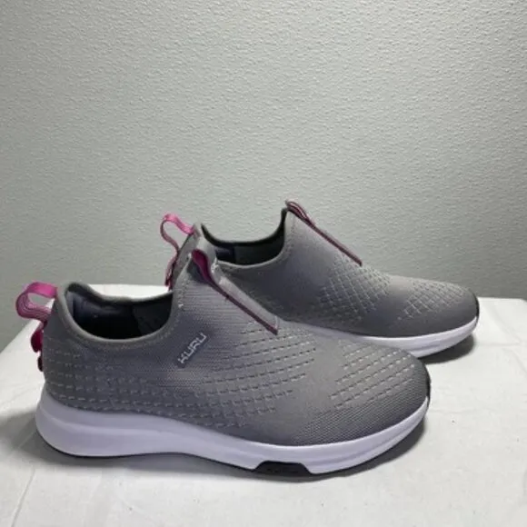 Kuru Atom Slip On Grey Pink Mesh Comfort Womens Size 9 Sneaker
