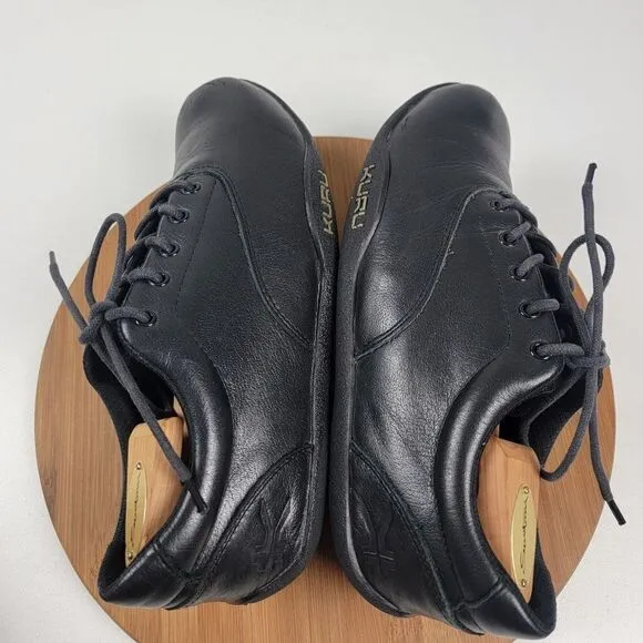 Kuru Black Comfort Everyday Sneaker Black Leather Shoe mens Size 8.5