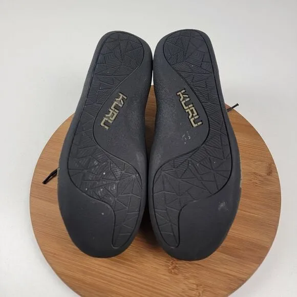 Kuru Black Comfort Everyday Sneaker Black Leather Shoe mens Size 8.5