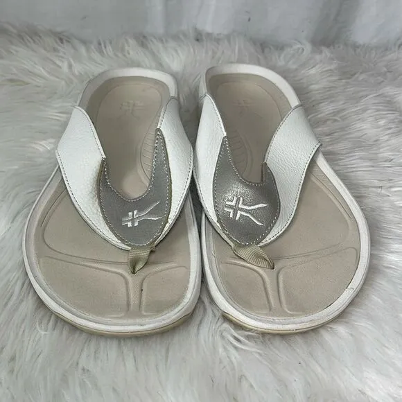Kuru Kala White/Silver Thong Sandals For Plantar Fasciitis Sz 12