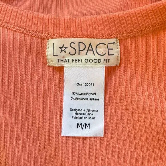 L Space Sandpiper Ribbed Midi Tank Dress in Fusion Coral Size M