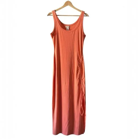 L Space Sandpiper Ribbed Midi Tank Dress in Fusion Coral Size M
