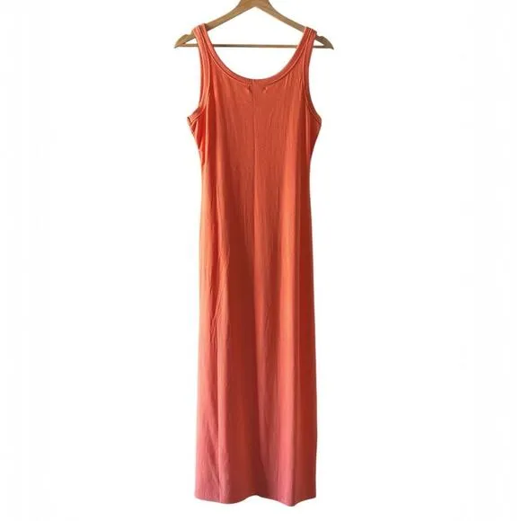 L Space Sandpiper Ribbed Midi Tank Dress in Fusion Coral Size M