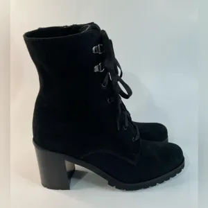 La Canadienne Parkera Women's Black Suede Lace Up Zip Casual Mid Boots