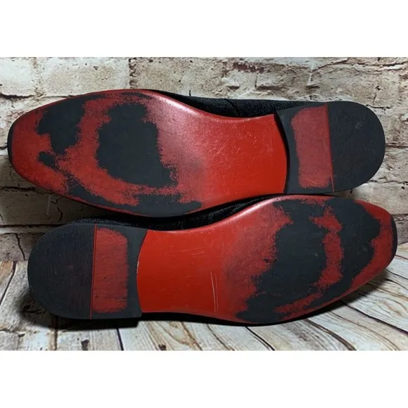 La Milano Mens Alex Velvet Loafer Sz 10.5 Black Slip On Red Bottoms Memory Foam