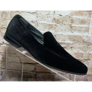 La Milano Mens Alex Velvet Loafer Sz 10.5 Black Slip On Red Bottoms Memory Foam