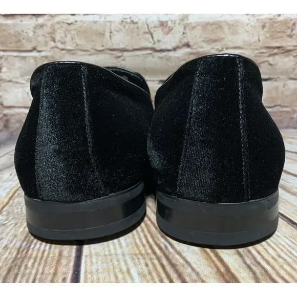 La Milano Mens Alex Velvet Loafer Sz 10.5 Black Slip On Red Bottoms Memory Foam