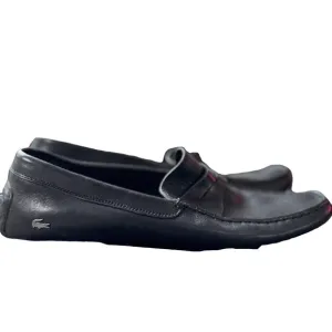 Lacoste Black Leather Slip-On Loafers