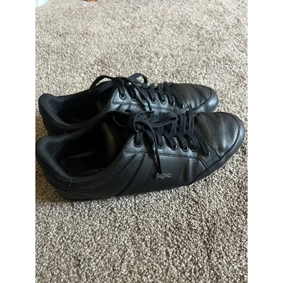 Lacoste Chaymon Leather Sneakers Casual Shoes Comfort Black Mens Size 11