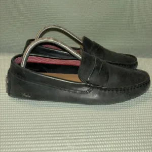 Lacoste Concours Leather Loafers Slip On Comfort Men’s Size 9 Washed Black