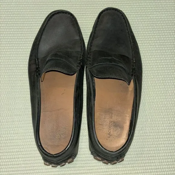 Lacoste Concours Leather Loafers Slip On Comfort Men’s Size 9 Washed Black