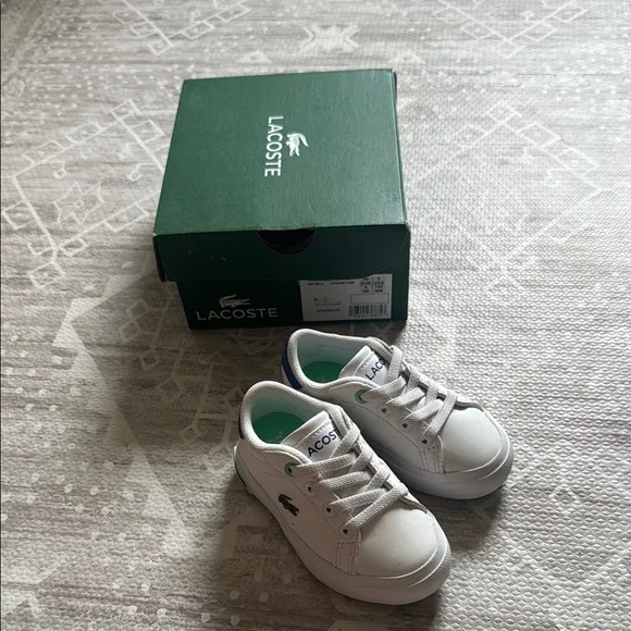 Lacoste Kids White and Green Sneakers