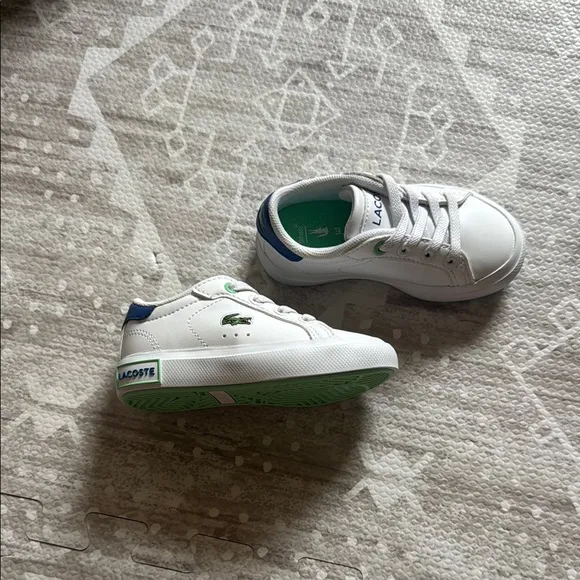 Lacoste Kids White and Green Sneakers