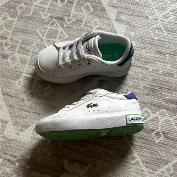 Lacoste Kids White and Green Sneakers