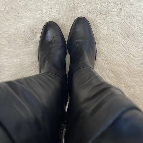 LAMICA OVER-THE-KNEE Genuine Leather Black BOOTS WITH STRAP WIDE CALF