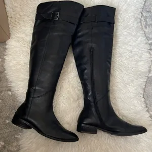 LAMICA OVER-THE-KNEE Genuine Leather Black BOOTS WITH STRAP WIDE CALF