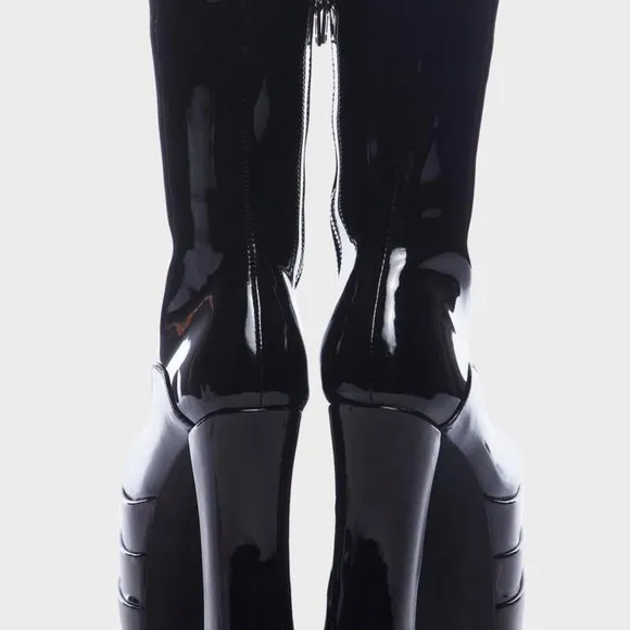 Lamoda &quot; THE BLACK PATENT STALLION &quot;  Platform Boots ( BRAND NEW !!! )