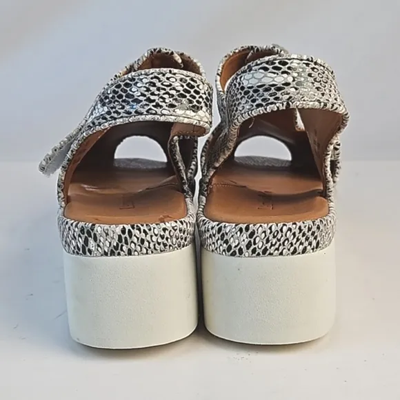L'Amour Des Pieds Almika Leather Snakeskin Peep Toe Platform Peep Toe Sandal