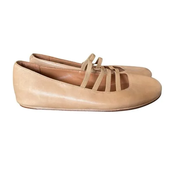 L’Amour Des Pieds Caiden Tan Leather Hidden Wedge Round Toe  Ballet Flats 9.5