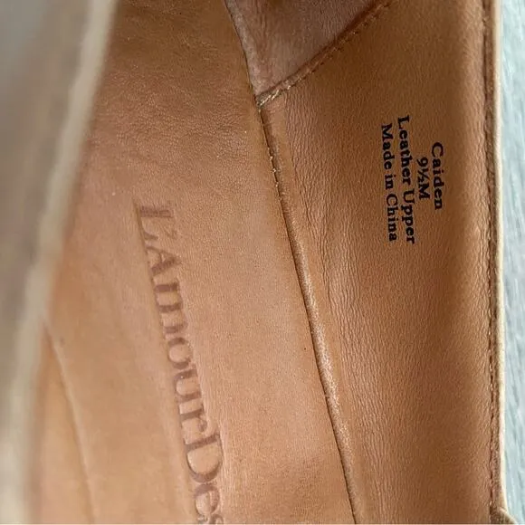 L’Amour Des Pieds Caiden Tan Leather Hidden Wedge Round Toe  Ballet Flats 9.5