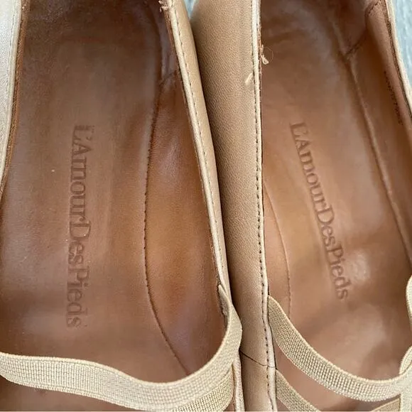 L’Amour Des Pieds Caiden Tan Leather Hidden Wedge Round Toe  Ballet Flats 9.5