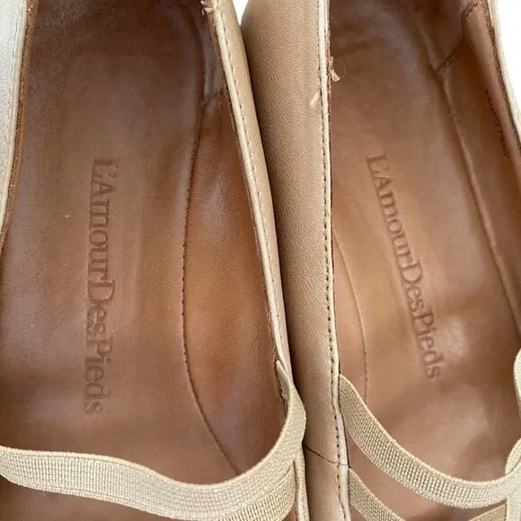 L’Amour Des Pieds Caiden Tan Leather Hidden Wedge Round Toe  Ballet Flats 9.5