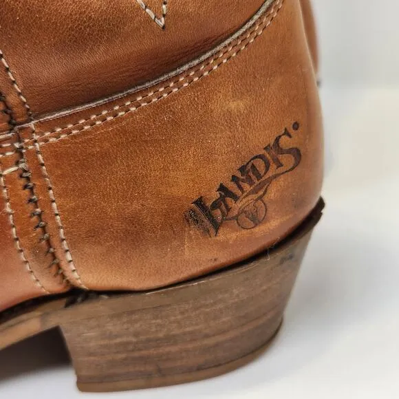 Landis Mens Brown Leather Embroidered Western Cowboy Boots Size 10 D Pull On