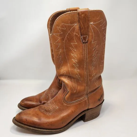 Landis Mens Brown Leather Embroidered Western Cowboy Boots Size 10 D Pull On
